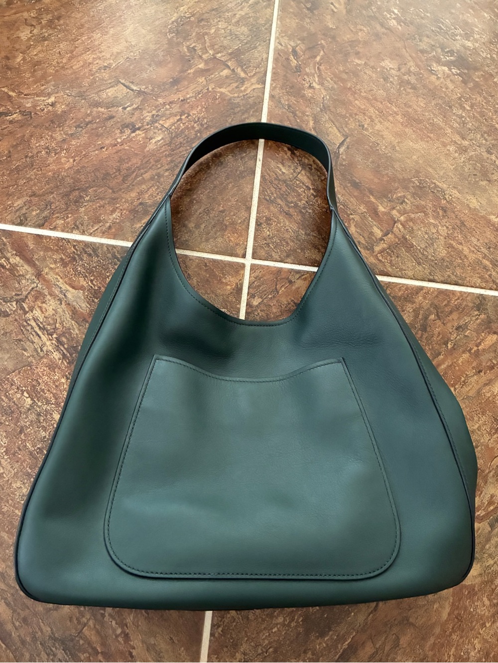 Prada Vitello Corsica Smeraldo Green Leather Hobo Shoulder Bag 1BC013 - Picture 7 of 14